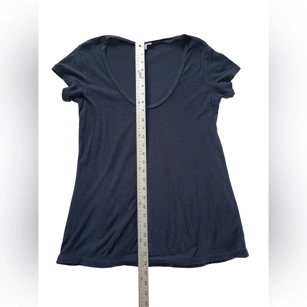 James Perse Navy Blue Slub Tee Size 2 - Picture 3 of 9